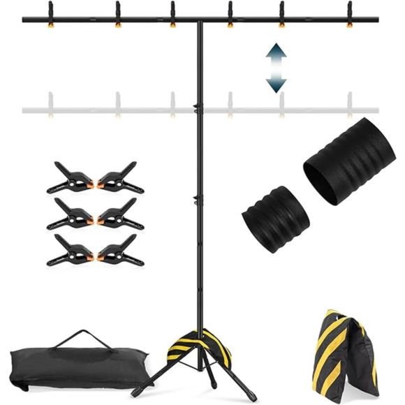 T-Shape Portable Backdrop Stand 8x5.3FT, Adjustable Photo Background Stand Kit - Picture 8 of 8